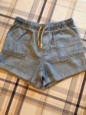 Cat & Jack Light Blue High-Waist Drawstring Denim Look Shorts